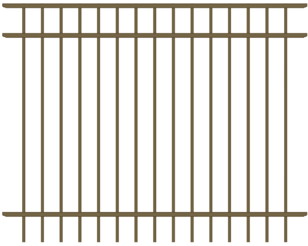 Classic Commercial 3 Rail Bronze Aluminum Fence Panel